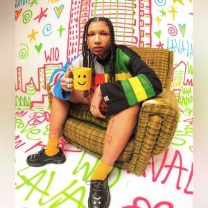 NWOT Lazy Oaf color block jersey dress tunic XL Lava Land collection